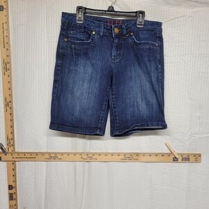 Elle Paris Womens Dark Wash Denim Bermuda Shorts Size 4 Blue Jean Casual